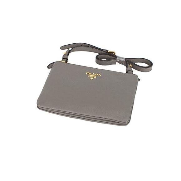 Prada Gray Vitello Phenix Bandoliera Leather Crossbody Handbag - Picture 3 of 10
